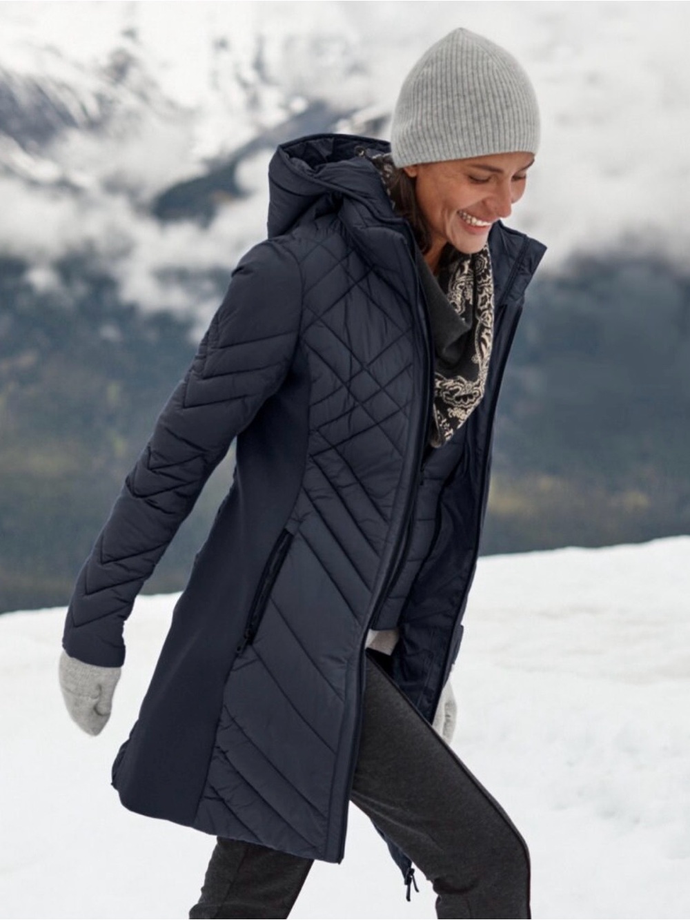 Bernardo Mixed Media Black Quilted Puffer Jacket Sz L